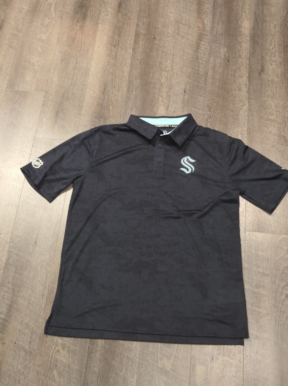 Fanatics Black Polo with Teal Accent S Logo